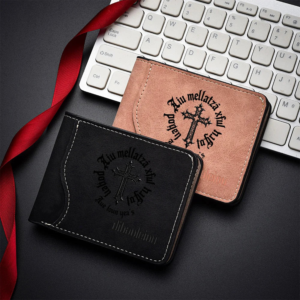 Men's Fashionable Minimalist Short Wallet Personalized PU Leather Design Compact Card Holder for Men