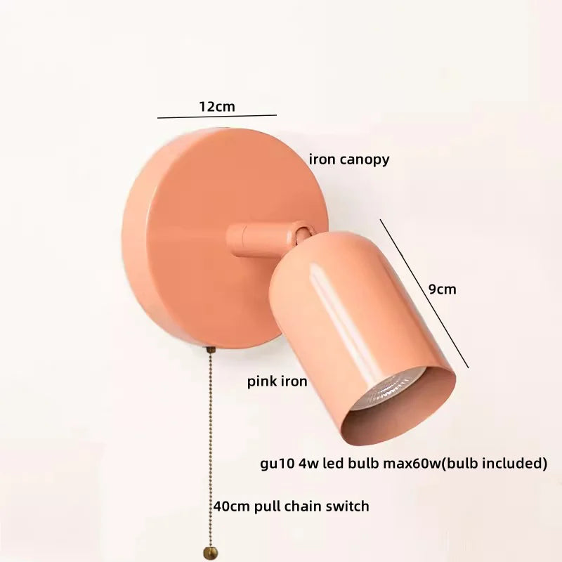 IWHD Nordic Modern LED Wall Lamp Sconce Pull Chain Switch Bedroom Living Room Corridor Cream Style Stair Light Fixture Luminaria