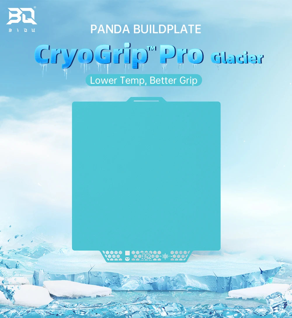 BIQU Panda Build Plate CryoGrip Pro Coating No Clog Spring Steel Double-sided for BambuLab Voron Kobra Adventurer 5M 3D Printer