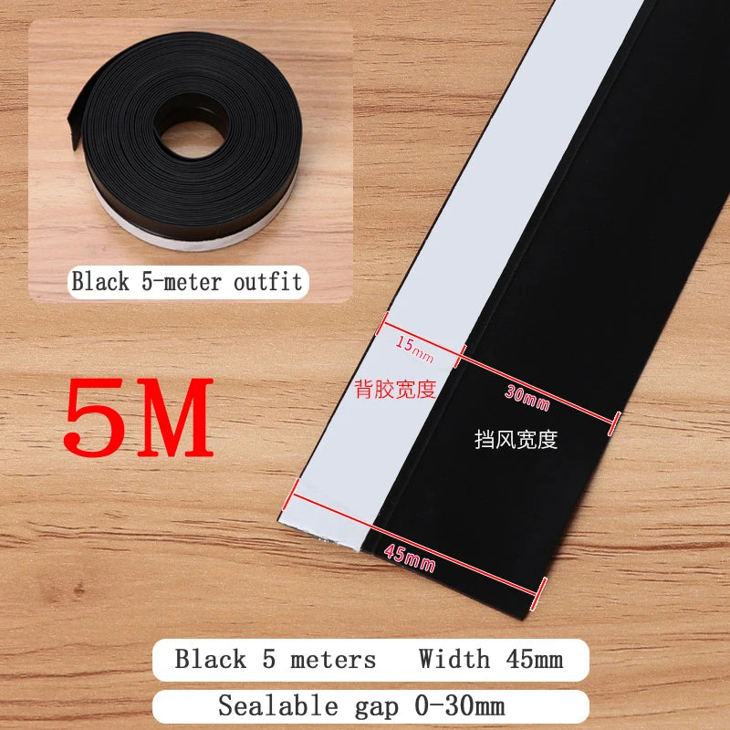 5M Shower Room Glass Door Sealing Strip Window Windproof Strip Warm Bathroom Door Lower Water Blocking Adhesive Strip