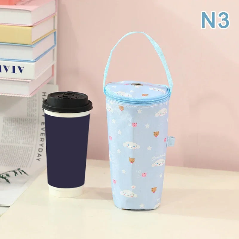 Sanrio Handheld Water Cup Bag Hello Kitty Cold Insulation Heat Preservation Portable Cartoon Water Bottle Pocket Kawaii Outdoors
