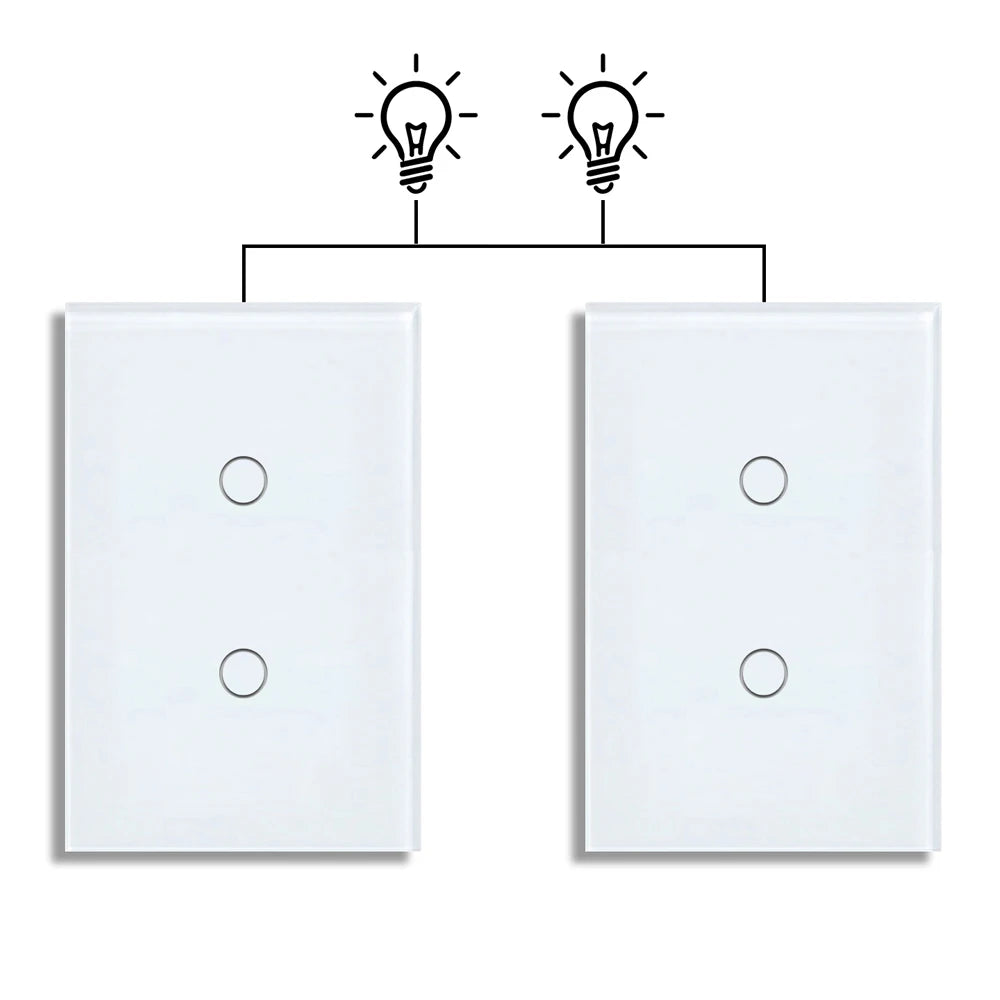 Dual Touch Switch 2Way Light LED Sensor Wall Switches With Tempered Glass Panel Bedroom Stair Switch For US BR Country No Wifi