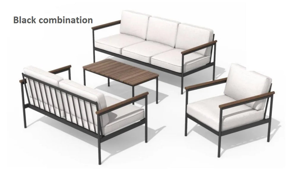Black Three-seater Villa Courtyard Leisure Sun Terrace Outdoor Sofa Combination Outdoor Furniture Sofa