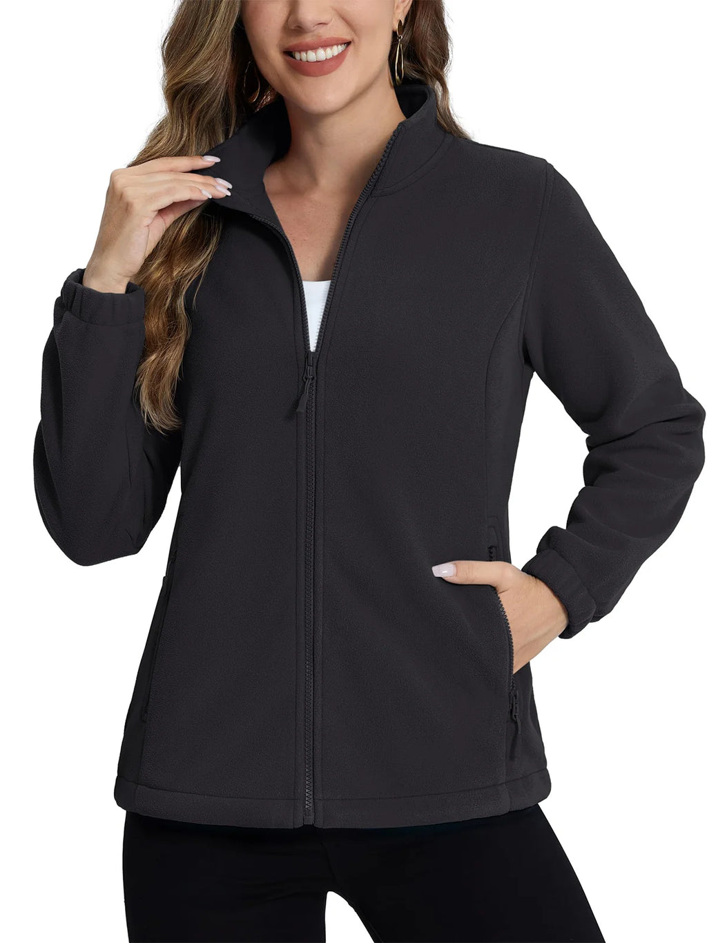 TACVASEN Women's Winter Fleece Jacket Lightweight Full Zip Sweatshirts Coat Casual Zipper Soft Warm Sweaters Outwear Female