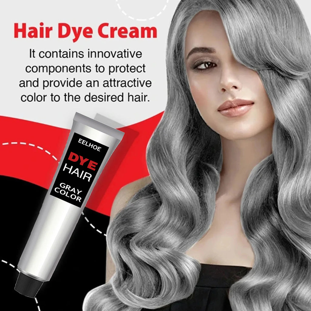 Silver Gray Hair Dye Punk Style Unisex Smoky Long Lasting Coloring Hair Care and Styling Natural Gray Hair Dye Color Cream 100ml