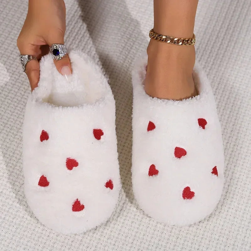 Women's Carpet Soft Bottom Mute Shoes Heart-Shaped Light Living Room Shoes Winter Indoor Comfortable Cute Silent Love Slippers