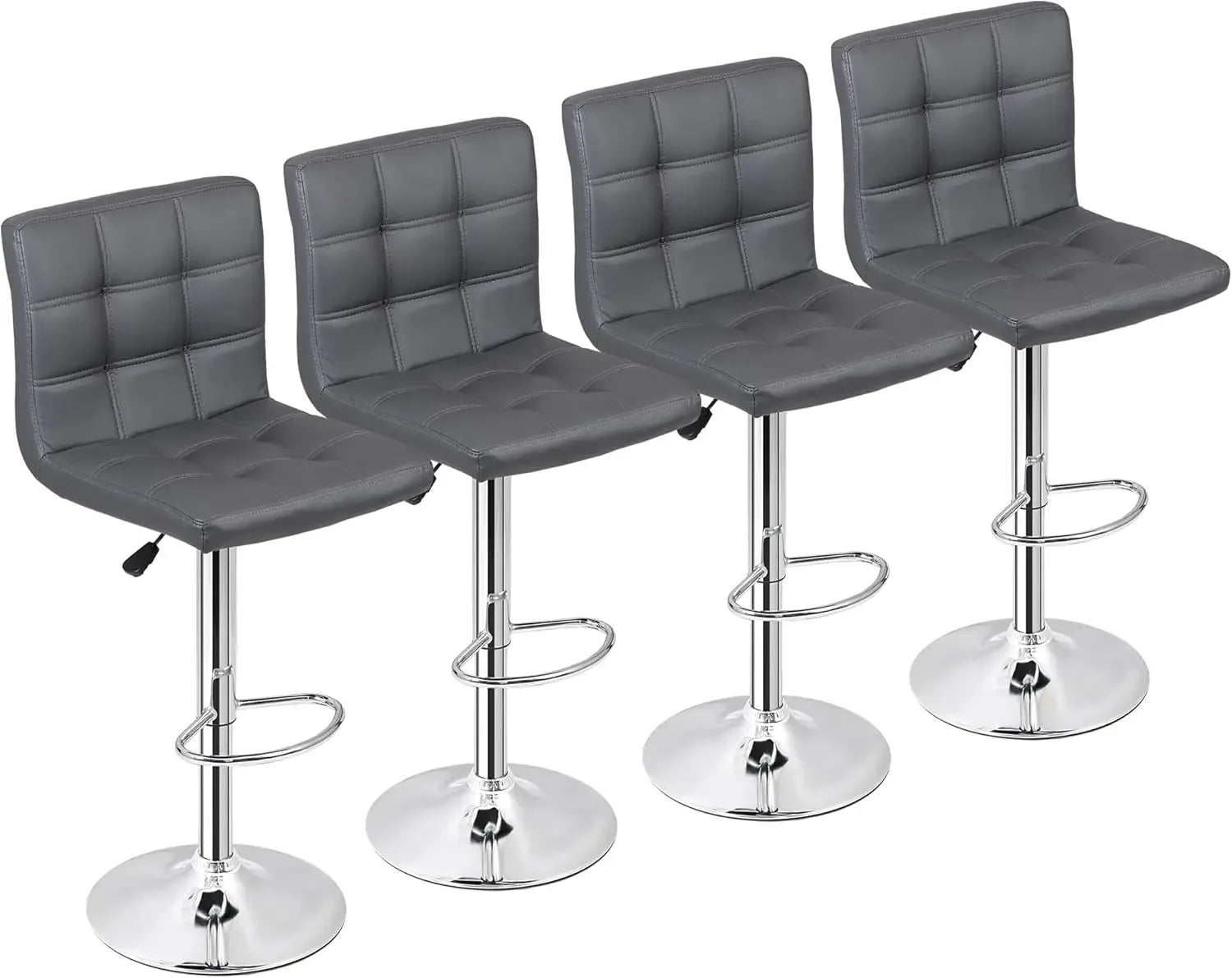 Set of 4 Adjustable Swivel Barstools, Modern PU Leather Kitchen Counter Bar Stools, Square Back Bar Stool Customized