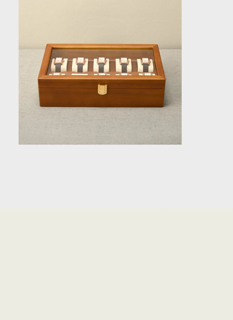 Oirlv 10-Slots Watch Box Jewelry Organizer Case Watch Organizer Large Multifunctional Watch Display Case Watch Storage Box