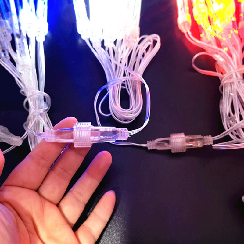 Outdoor  Meteor Shower Christmas Lights 10 Tubes 192 Led Hanging String Lights for Garden Tree Holiday Party Decoation Lamp