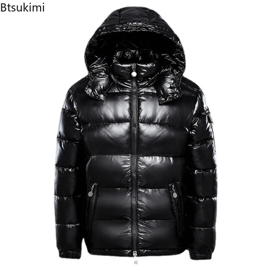 2026 Fashion Waterproof Short Cotton Jackets Men's Black Lightweight Snow Parkas High Quality Glossy Parkas Winter Jackets Male
