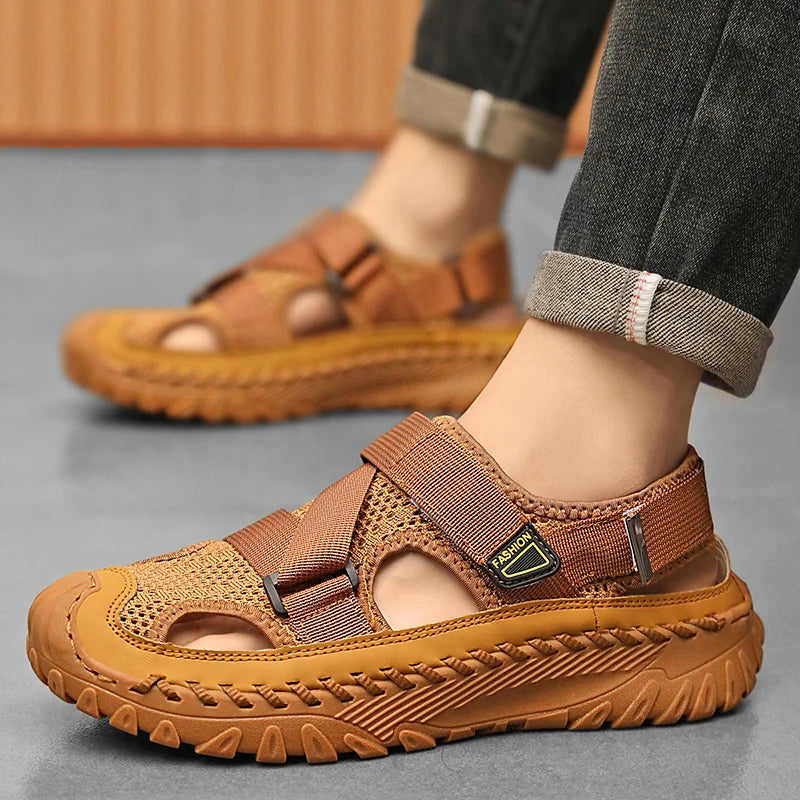 Summer Men Sandals Genuine Leather Mens Casual Shoes Outdoor Men Leather Sandals for Men Beach Shoes Roman mens Shoes