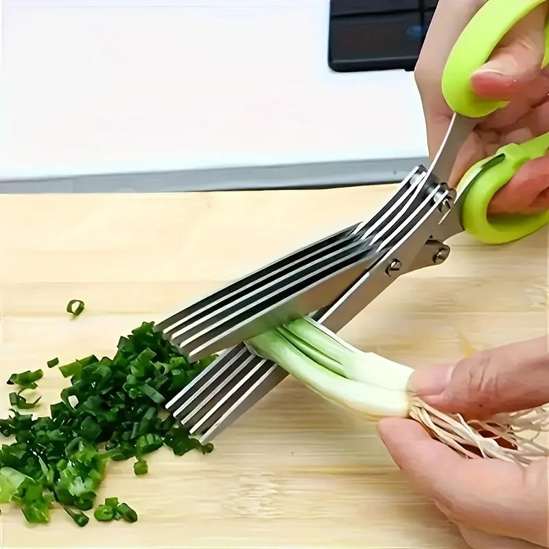 1/2pcs 5-layer Scallion Scissors Stainless Steel Multifunctional Shredded Paper Cutter Vegetable Onion Shears Kitchen Gadgets