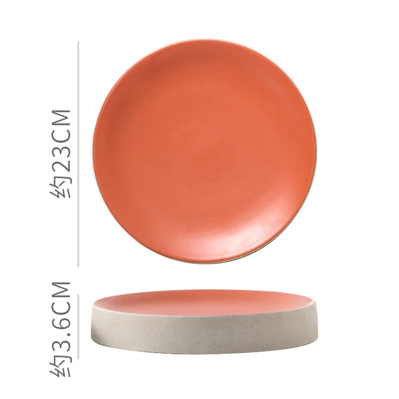 Vintage Round Ceramic Plate Creative Dessert Dim Sum Plate Pastry Plate Steak Plates Sushi Plates Molecular Cuisine Tableware
