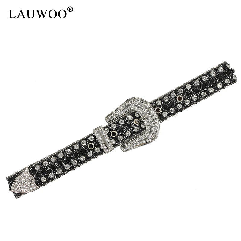 for Rhinestone Belts Women PU Leather Strap Y2K Girls Fashion Belt for Jeans Men For rhinestone Belts Western Cowboy