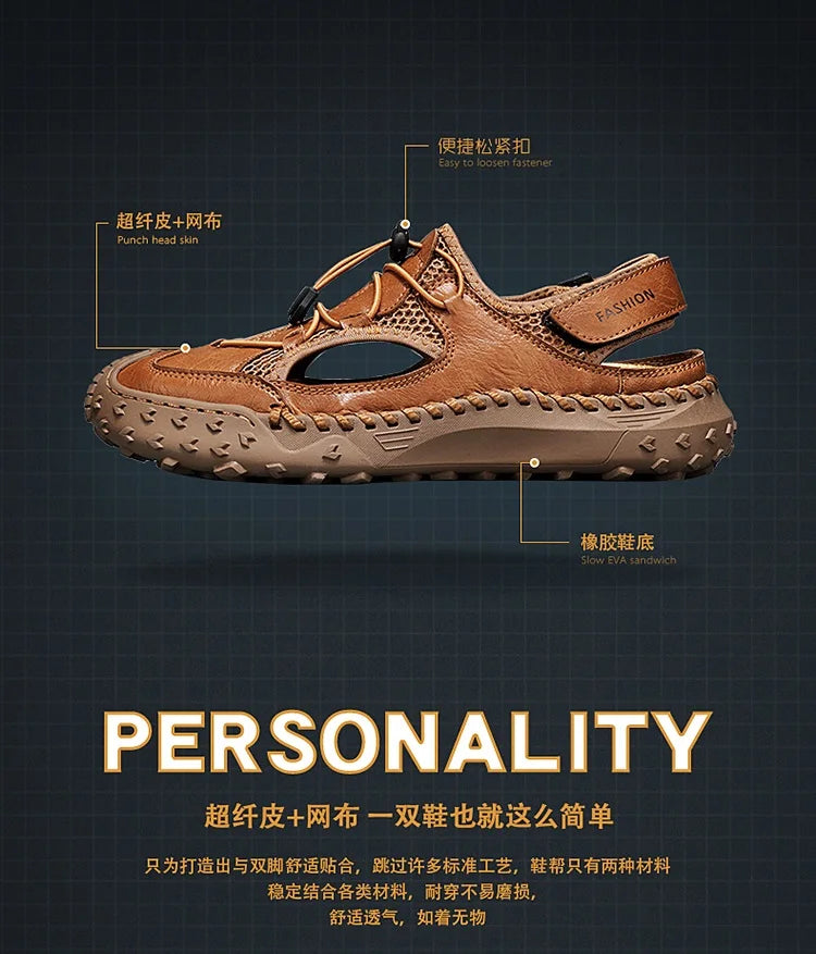 Summer Men Sandals Genuine Leather Mens Casual Shoes Outdoor Men Leather Sandals for Men Beach Shoes Roman mens Shoes