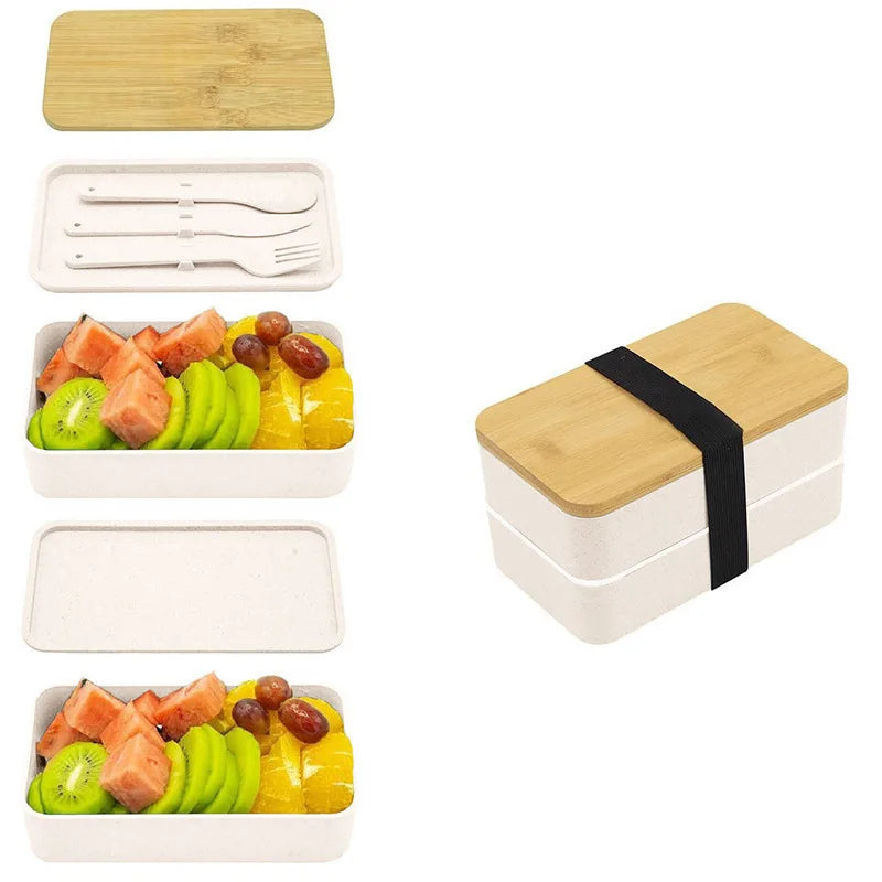 Stackable Bento Box with Utensils 1200ML All-in-One Meal Prep Compartment Lunch Containers Leak Resistant Lunch Box JT440