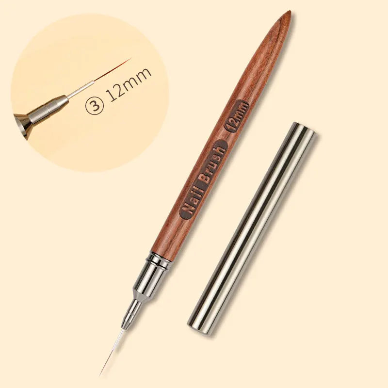 Nails Art Liner Brushes Wooden Handle Phototherapy Acrylic UV Gel Brush for Elongated Lines Painting Professional Manicure Tool