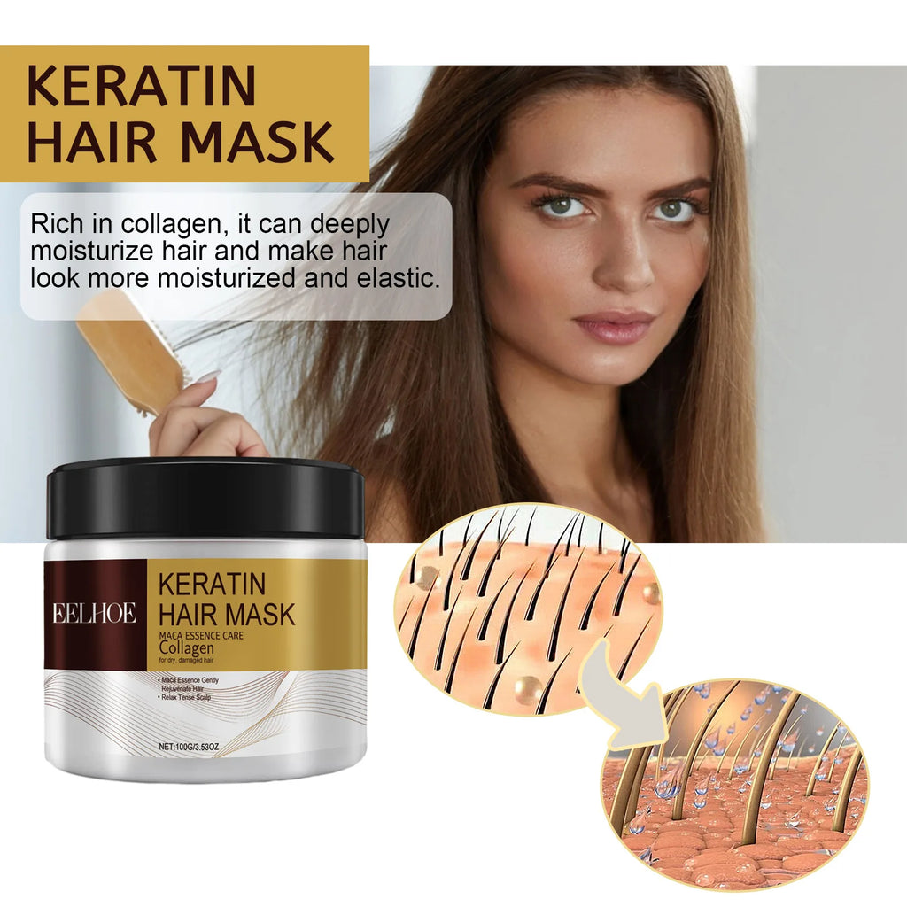 Collagen Keratin Hair Mask Fast Repair Damaged Frizzy Hair Soft Smooth Shiny Straightening Deep Conditioning Moisturizing Hair Care Hot Sale