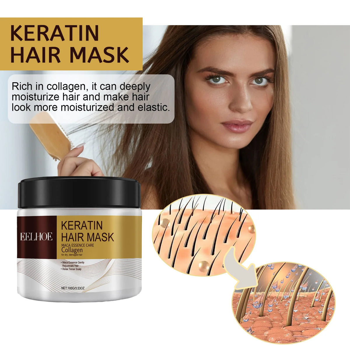 Collagen Keratin Hair Mask Fast Repair Damaged Frizzy Hair Soft Smooth Shiny Straightening Deep Conditioning Moisturizing Hair Care Hot Sale