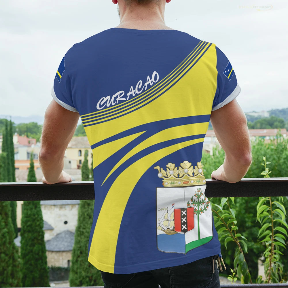 Republic Of Curacao Flag T-shirt 2024 Summer Casual Fashion Graphic T Shirts Men Football Sports Autonomous Day Designer Clothes