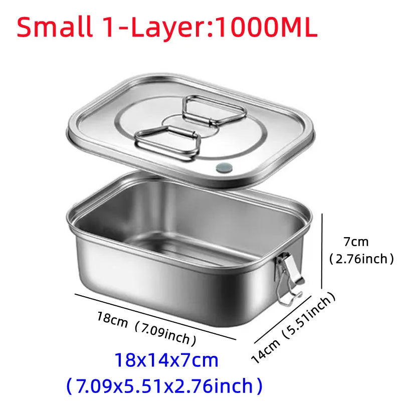 304 Stainless Steel Lunch Box Food Container Bento Box For Kids Adult Double Layer Large Capacity Tableware Food Storage Box