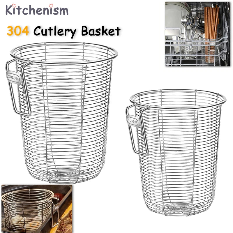 Kitchenism 304 Kitchen Chopstick Holder Organizer Hanging Wall Stainless Steel Tableware Drainer Fork Spoon Dishwasher Basket
