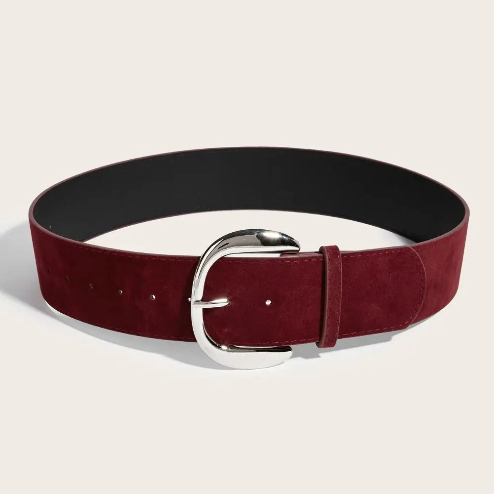 Maillard Styles Suede Leather Wide Belt Luxury Design Trendy Pin Buckle Waistband Versatile Casual Trouser Dress Belts Gifts