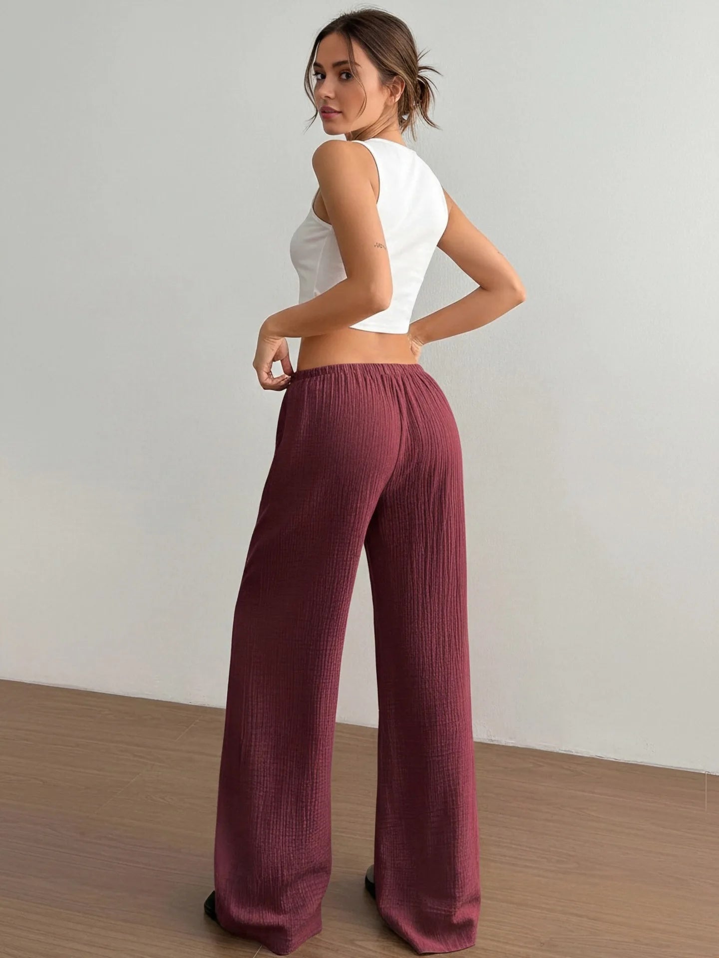 Summer Thin Texture Loose Pants Women High Waist Wide Leg Pants Women Casual Lazy Style Comfortable Breathable Trousers Women