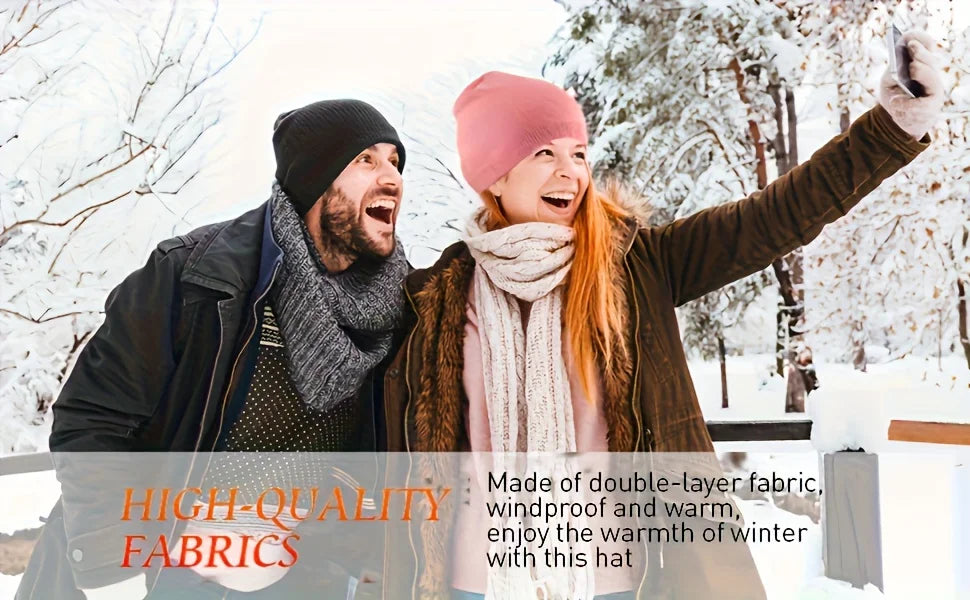 Winter Knitted Beanie Hat Unisex Soft Warm Windproof Running Cap Breathable Hiking Cycling Outdoor Sports Pullover Earmuffs Hat