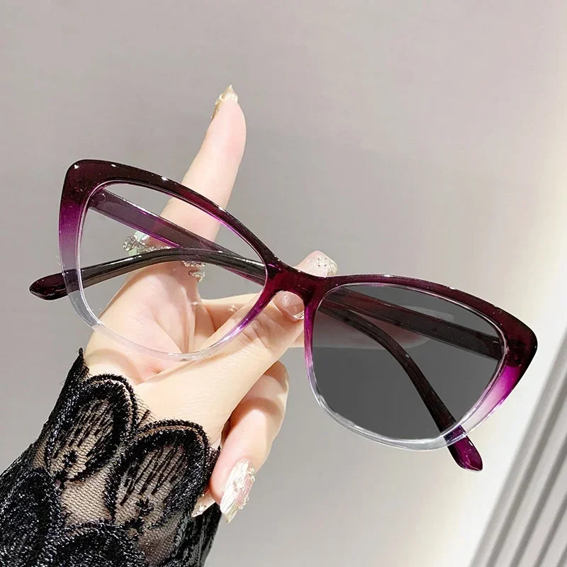 New Trendy Photochromic Glasses Men Women Fashionable Cat Eye Myopia Glasses Vintage Retro Minus Diopter Eyewear 0-1.0-4.0
