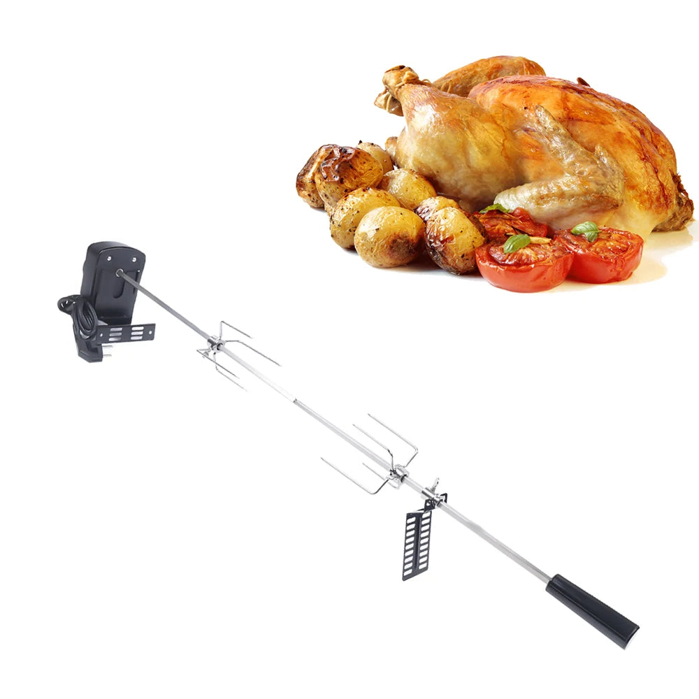 New Electric BBQ Grill Spit Roaster w/ 120 cm long cableRod Outdoor Barbecue Grilling Rotisserie Kit