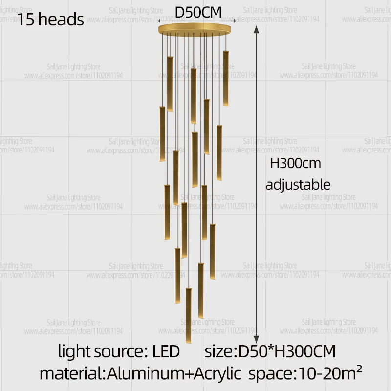 Modern Stair Chandelier Indoor Lighting Ceiling Lamp Attic Room hanging Light LED Chandeliers For Living Room Pendant Lights