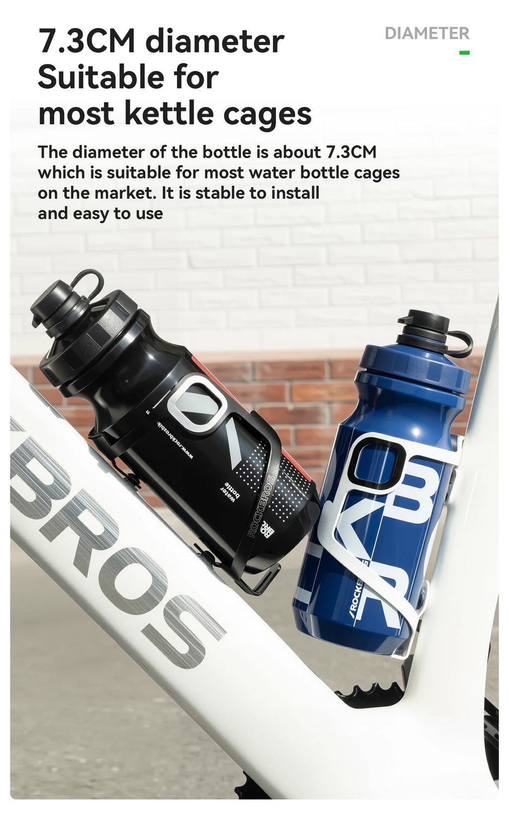 ROCKBROS Cycling Water Bottle 600ml Large Capacity Lightweight Squeeze Type Sports Bottle with Dust Cover Leakproof Water Bottle