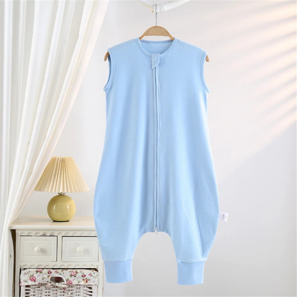 Summer Thin Vest-Style Children's Sleeping Bag, Comfortable at Home, Pure Cotton Striped Split-Leg Sleeping Bag
