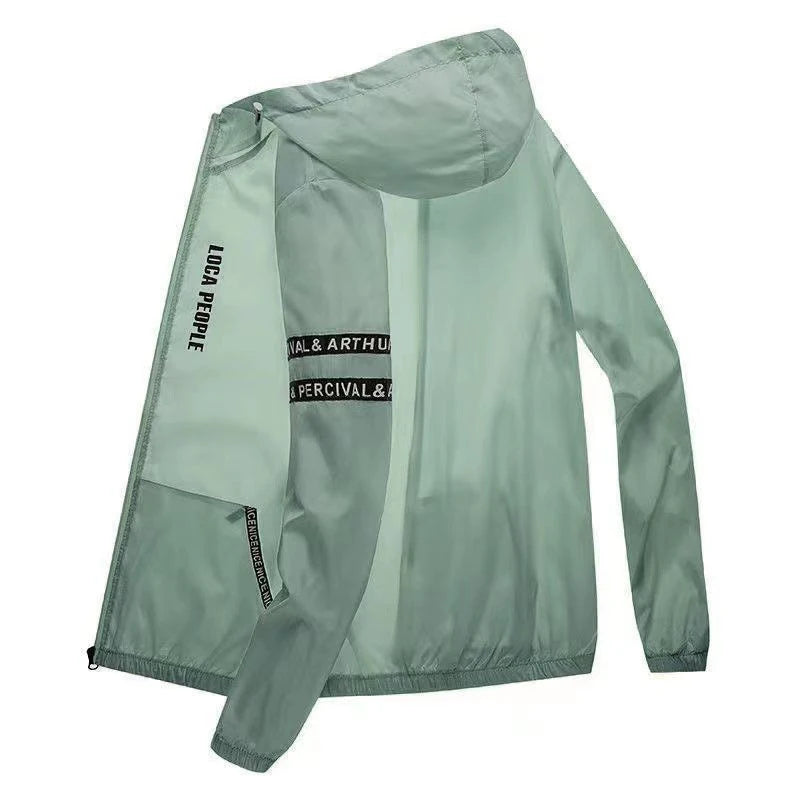 Summer Sun Protection Clothing Men's Casual Waterproof Quick-drying Bicycle Hooded Jacket Plus Size Hiking Thin Skin Windbreaker