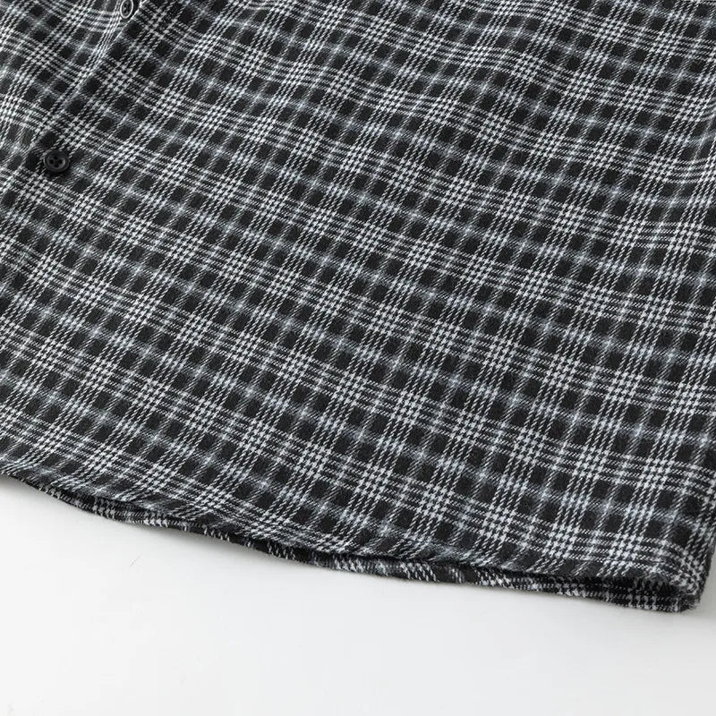 Men Shirt Plaid Flannel Retro Long Sleeve Oversized Loose Cotton Casual Male Youth Design Soft Fall Black Formal Dress Shirt