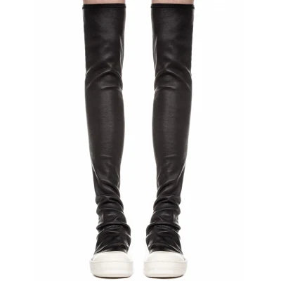 New Women Shoes Over Knee High Boots Luxury Trainers Winter Casual Brand Snow Spring Flats Shoes Black Big Size Mid-calf Boots