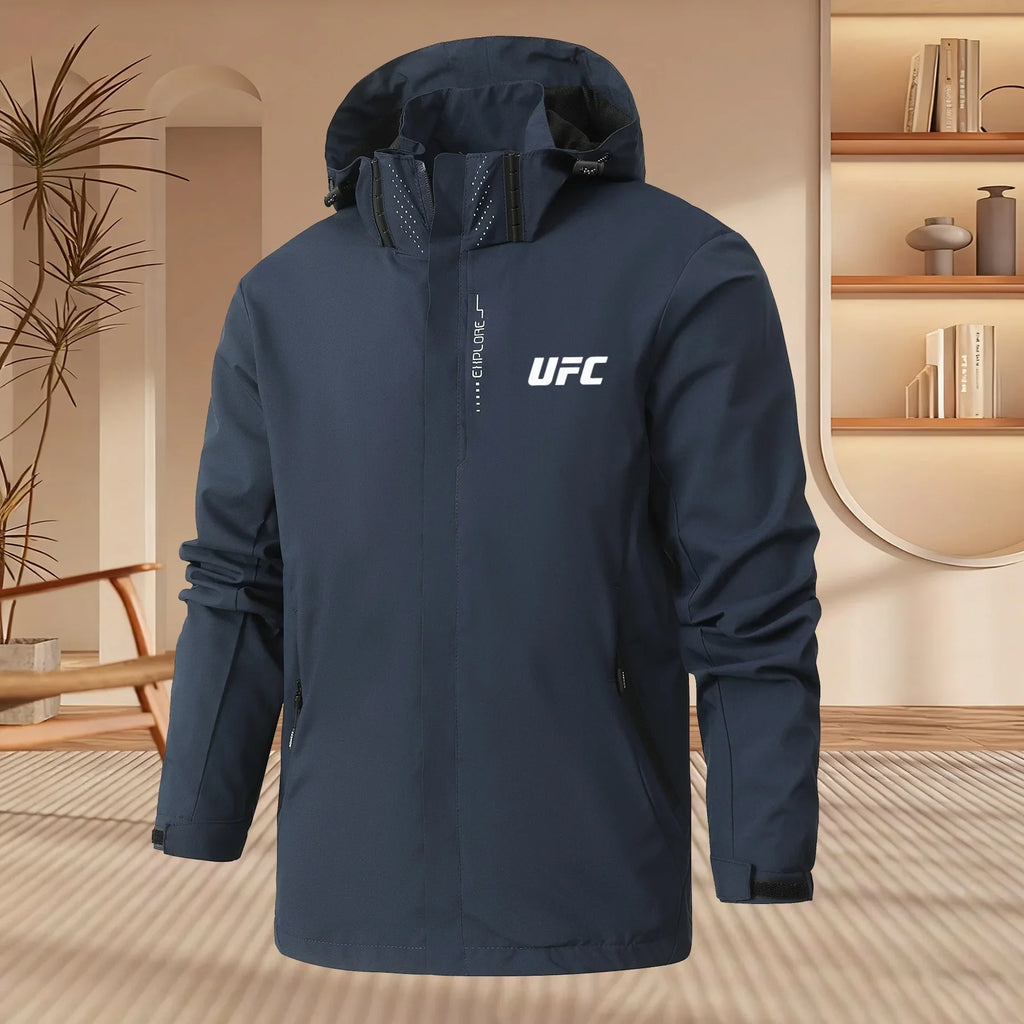 Men's Casual Hooded Jacket with Spring Autumn Zipper Style Loose Windbreaker Lightweight Breathable Outdoor Hiking Sportswear
