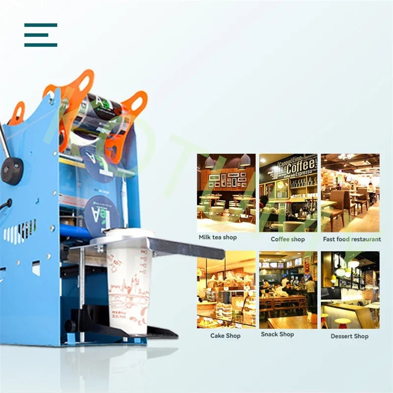 Manual Tea Cup Sealer Machine 300 Cup/h Blue Manual Boba Tea Sealer Machine 95mm Cup Diameter Cup Sealing Machine