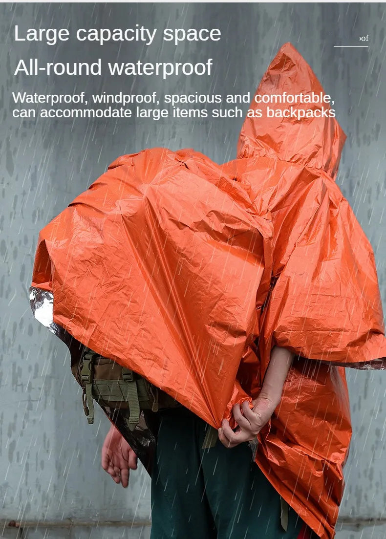 Emergency Raincoat Poncho Waterproof Rainwear Blanket Survival Camping Equipment Cold Insulation Rainwear Camping Equipment