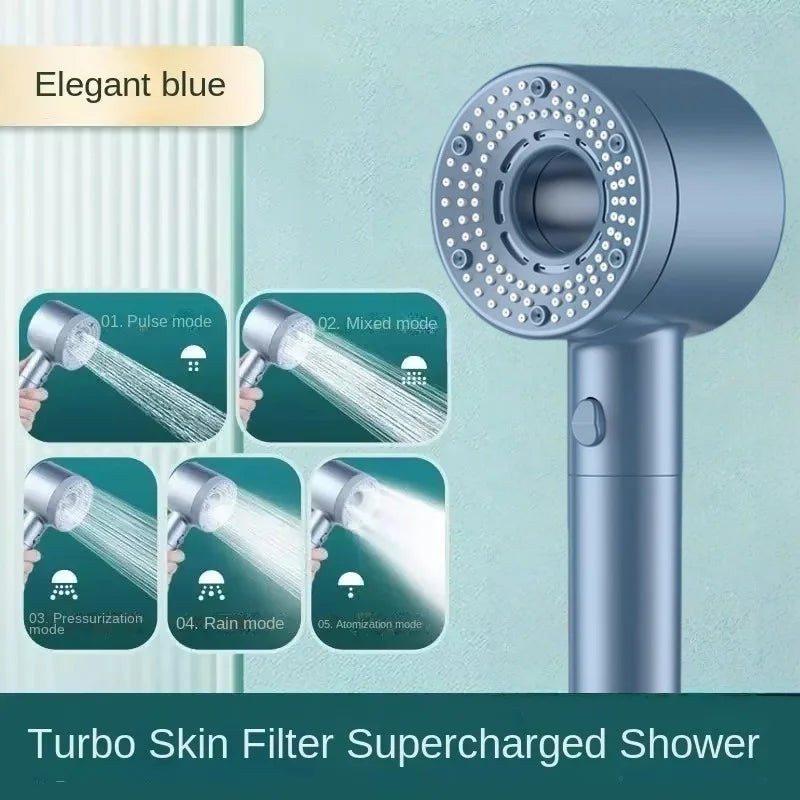 5 Mode Adjustable Shower Head Rainfall Shower Large Flow Showerhead High Pressure Water Saving Shower Mixer Bathroom Accessories