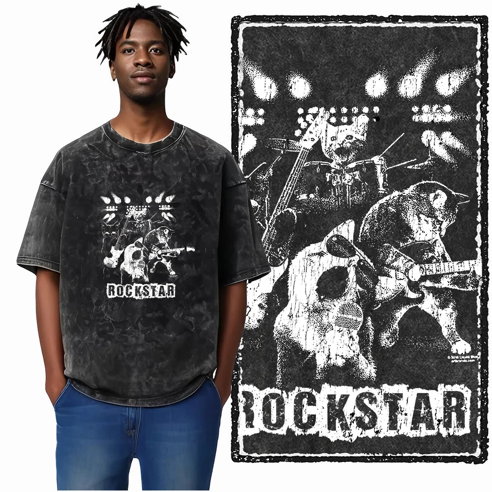 COOLMIND DB Cat Printed Cotton Acid Washed Exclusive Graphic Unisex T Shirt Cool Streetwear Men Tshirts Big Size Tee for Men