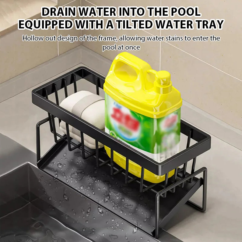 Kitchen Sink Drain Rack Organizer Sink Shelf Soap Sponge Holder Dishcloth Towel Rack Filter Basket Countertop Storage Spice rack