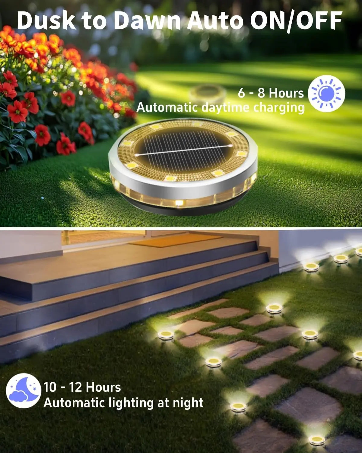 1-4 PACK Solar Garden Lights Outdoor 8 LEDs Underground Lamp 6000k With Side Light Spotlight Waterproof For Landscape Lawn Decor