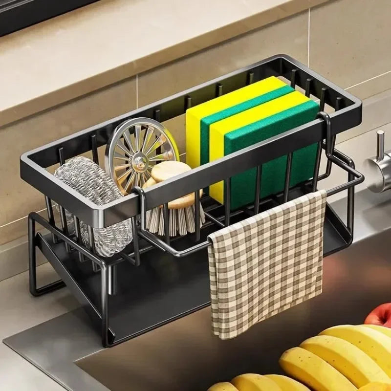 1Pc  Kitchen Storage Rack, Dishcloth Holder, Draining Rack, Faucet Sink Sponge and Steel Wool Organizer