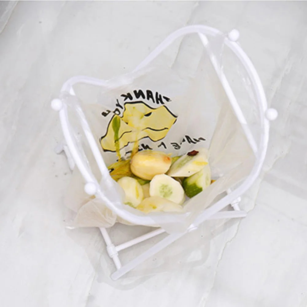 Collapsible Convenient Kitchen Countertop Tote Bag Bracket Floor Trash Rack Garbage Bag Holder Storage Organizer Support Frame