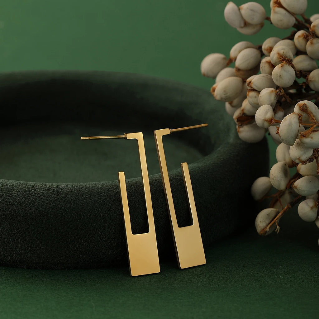 Kinitial Rectangle Earring Art Deco Earrings Modern Rectangle Bar Earrings Modern Trendy Jewelry For Women