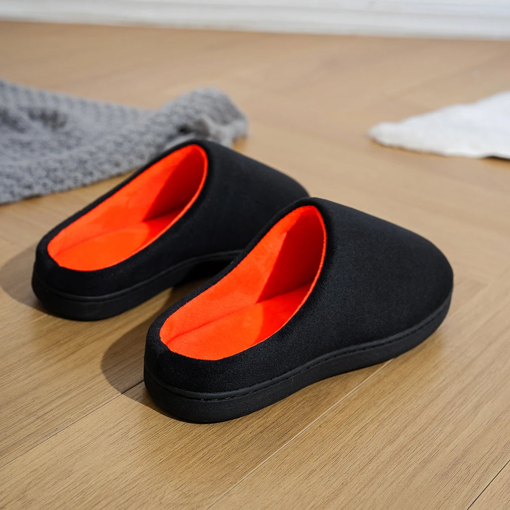 Women Home Slippers Contrasting Color Trendy Half-pack Slippers Suitable For Spring Autumn Winter Women Non-slip Cotton