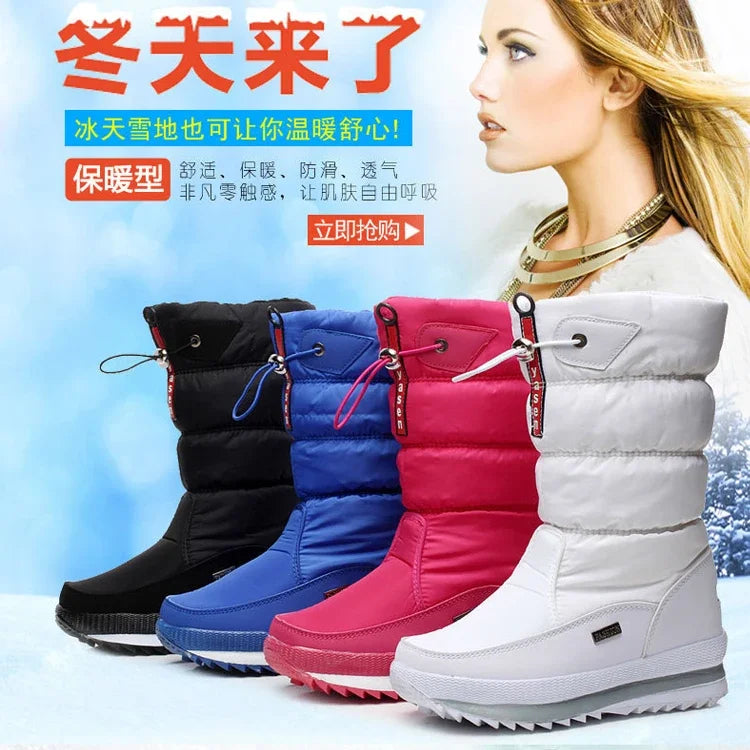 Winter Boots Thick Plush Waterproof Non-slip Boots Fashion Women Winter Shoes Warm Fur Botas Mujer Women Snow Boots Platform
