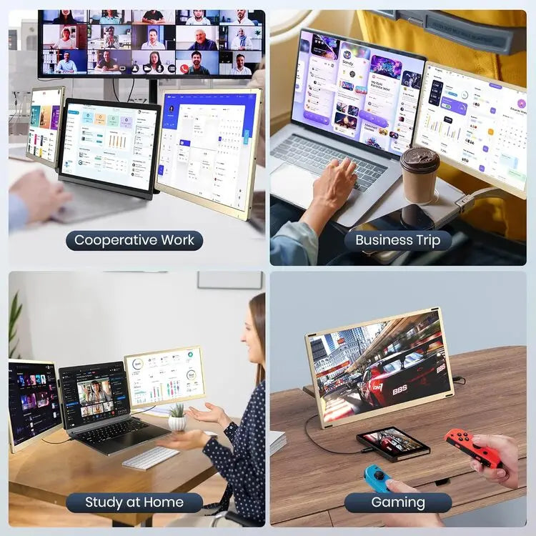 2025 OEM Portable DIY Laptop Monitor 15.6 Inch 1080P 360° Rotation Plug Play Detachable Triple Monitor Extender